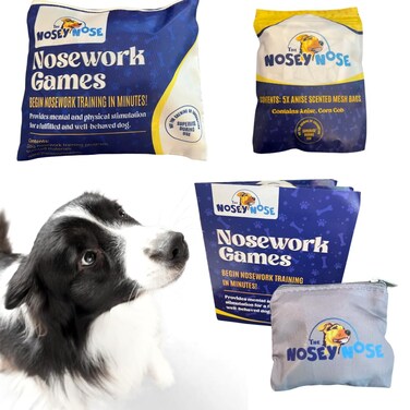 The Nosey Nose Dog Scent Training Kit - Anise Scent Zipper Pouch with Bag &amp; Brain Puzzle Games - Nosework Scentwork Games for All Ages Dog