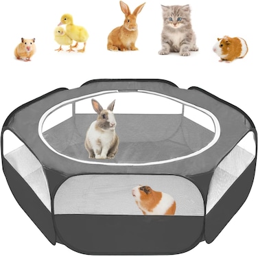 Amakunft Small Animal Pop-Up Playpen with Mesh Cover, 47'' x 23.6'' x 15'' Chicken Brooder Box, Play Pen Indoor Outdoor for Guinea Pigs, Bunny, Rabbits, Ferrets, Chinchillas, Kittens