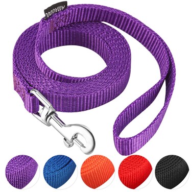 AMAGOOD 6 FT Puppy/Dog Leashes, Strong Traditional Style Leash with Easy to Use Collar Hook,Dog Lead Great for Small and Medium and Large Dog (5/8in x 6 ft, Purple)