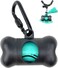 Dog Poop Pickup Bags Holder Dispenser with Standard-Sized Leak-Proof Scented Doggy Waste Bags and Carabiner with Safety Lock&amp;Fastener Never Loose on Leash Lead Again (1 Holder 15 Bags, Black)