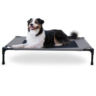 K&amp;H Pet Products Outdoor Elevated Dog Cot, Breathable Cooling Elevated Cot Hammock Pet Bed for Large Dogs, Washable Mesh Cover, Raised Metal Frame, Collapsible, Portable - Large 42 X 30in Gray