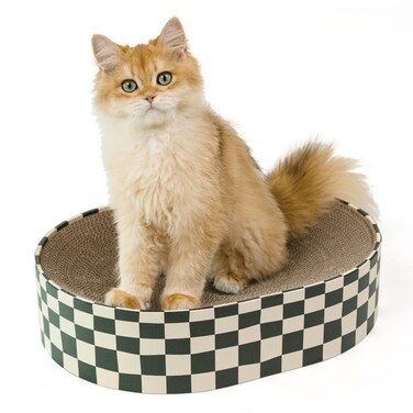 Conlun Cat Scratcher Cardboard,2 in 1 Oval Cat Scratch Pad Bowl for Indoor Kitty Grinding Claw,Round Kittens Scratching Board Corrugated Lounge Pet Beds&amp;Furniture Protector for Couch&amp;Carpets&amp;Sofas