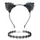 Ferenu 2PCS Black Lace Cat Ear Headband &amp; Collar for Women's Fashion, Hair Accessories, Party Gift, Hairband, Headwear, Cosplay, Fancy Dress