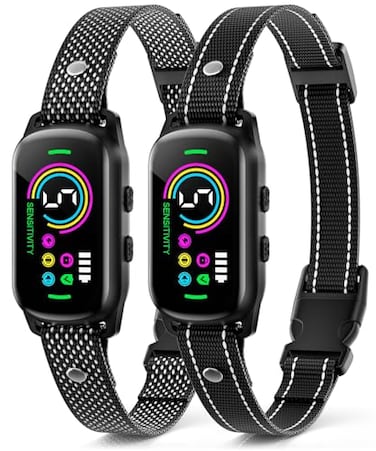 2 Pack Bark Collar, Rechargeable Dog Bark Collar for Large Medium Small Dogs, Smart Training Collar with 5 Adjustable Sensitivity Beep Vibration Harmless Shock, Anti Barking Device for Dogs