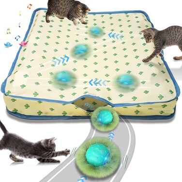 Waaiio Interactive Cat Toys for Indoor Cats,Automatic Moving Cat Ball in Pouch,Chirping Stimulation,Hide-n-Seek Chase Exercise Game,Motion Activate,Rechargeable Kitten Toys
