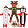 Lewondr Christmas Squeaky Dog Toys, 3Pack Xmas Plush Interactive Dog Toys for Small, Medium, Large Dogs, Cute Christmas Dog Toys, Dog Chew Toys with Penguin, Snowman, Reindeer