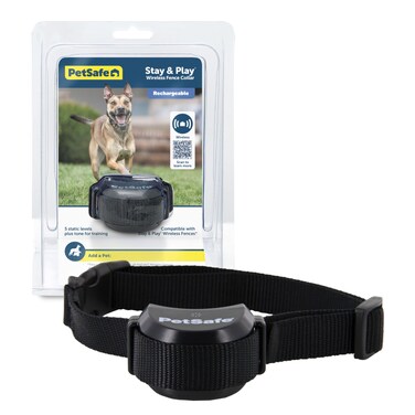 PetSafe Stay &amp; Play Pet Fence Wireless, Dog Fence Collar Rechargeable Receiver Collar, Waterproof Design, Compatible with All PetSafe Wireless Fences, Invisible Wireless System (Black)