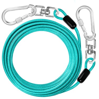 jenico Dog Tie Out Cable: 10 ft Dog Lead for Yard - Heavy Duty Chain Leash Outside for Small Large Dogs Up to 500 lbs - Outdoor Dog Runner Tether