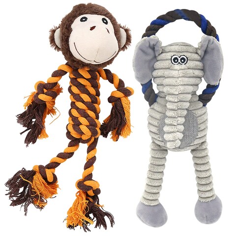 Rope Dog Toys for Aggressive Chewers, Tug of War Dog Toys for Boredom, Interactive Dog Toys to Keep Them Busy, Plush Squeaky Dog Toys for Small Medium Large Dogs