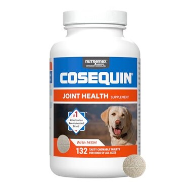 Nutramax Laboratories Cosequin Maximum Strength Joint Health Supplement for Dogs - With Glucosamine, Chondroitin, and MSM, 132 Chewable Tablets