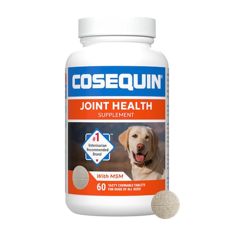 Nutramax Laboratories Cosequin Maximum Strength Joint Health Supplement for Dogs - With Glucosamine, Chondroitin, and MSM, 60 Chewable Tablets