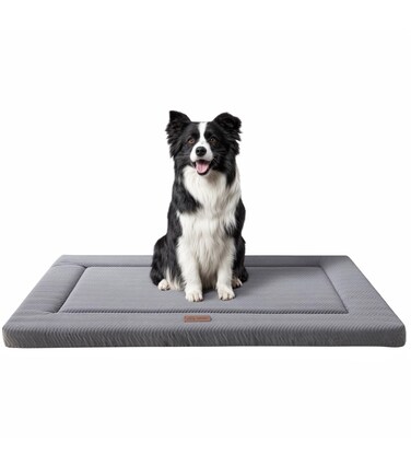 WESTERN HOME Dog Bed for Crate, High Resilience Foam Dog Crate Mat Kennel Pad with Soft Wavy Plush, Comfortable Anti-Slip Washable Dog Bed for Large Medium Small Dogs &amp; Cats, Grey