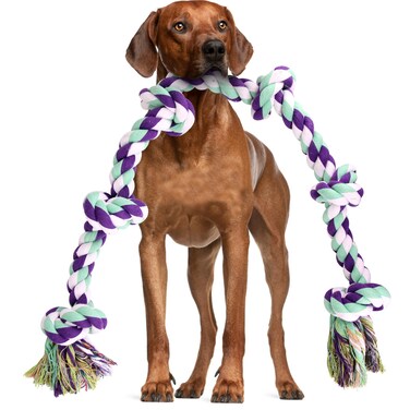 Dog Rope Toys for Large Dogs - 42In 6 Knots Indestructible Dog Rope Toy, Dog Toys for Aggressive Chewers, Heavy Duty Dog Chew Toys, Tug of War Rope Toy, Tough Dog Rope Toys for Medium Large Breeds