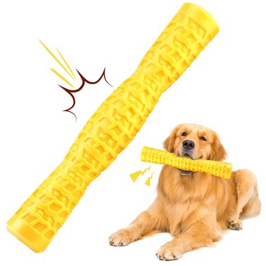 LOYEE Dog Squeaky Toys Interactive Dog Toys for Aggressive Chewers Tough Rubber Chew Toys for Medium/Large Breed, Indestructible Puppy Chew Toys for Teething (Yellow)