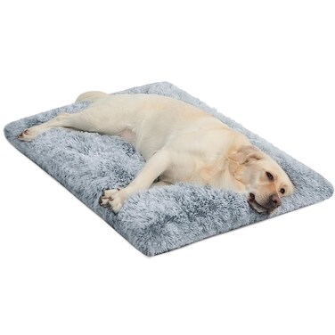 WAYIMPRESS Large Dog Bed Crate Pad Mat for Dog Cages Washable Dog Bed for Large Medium Size Dog Soft Kennel Pad Anti-Slip Pet Bed,35" x 23",Grey