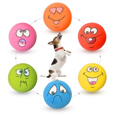 HOLYSTEED Latex Dog Squeaky Toys Rubber Soft Dog Toys Chewing Squeaky Toy Fetch Play Balls Toy for Puppy Small Pets Dog 6pcs for Mini, Small Breeds, 2.28"*2.28"*1.30