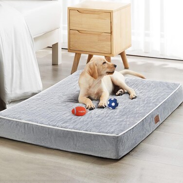 WNPETHOME Orthopedic Dog Beds for Large Dogs, Extra Large Waterproof Dog Bed with Removable Washable Cover &amp; Anti-Slip Bottom, Egg Crate Foam Pet Bed Mat, Multi-Needle Quilting XL Dog Crate Bed