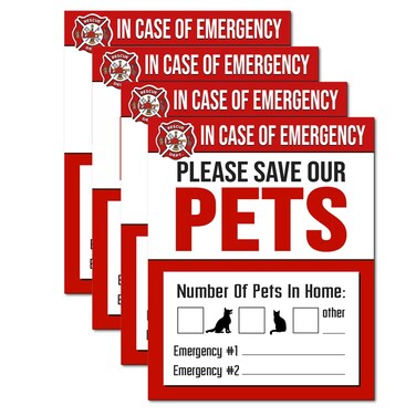 IT'S A SKIN Pet Rescue Sticker Fire Safety - Window Sticker - Save Our Pets Emergency Pet Window Decal - Dog Cat Pet Durable Laminate 4x5-4 Pack