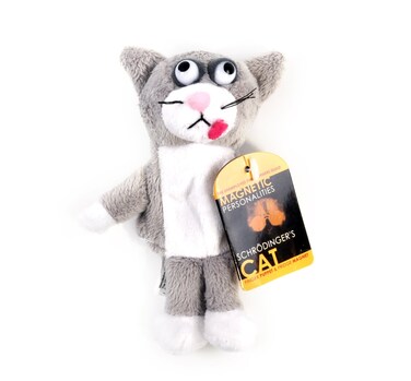 Schrodinger's Cat Plush Finger Puppet and Refrigerator Magnet - Toy for Kids or Adults