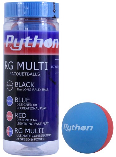 Python 3 Ball Can RG Multi Colored Racquetballs (Endorsed by Racquetball Legend Ruben Gonzalez!) (1-Can/Pack, 3-Balls)