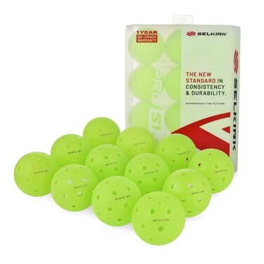 Selkirk Pro S1 Ball   Crack-Resistant   38 Hole Outdoor Pickleball Balls   USAPA Approved Pickle Ball for Tournament Play   Advanced Aerodynamics   12 Pack Pickleballs