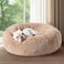 Bedsure Calming Dog Bed for Medium Dogs - Donut Washable Medium Pet Bed, 30 inches Anti-Slip Round Fluffy Plush Faux Fur Cat Bed, Fits up to 45 lbs Pets, Camel