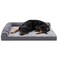 Furhaven Orthopedic Dog Bed for Large Dogs w/ Removable Bolsters &amp; Washable Cover, For Dogs Up to 95 lbs - Two-Tone Plush Faux Fur &amp; Suede L Shaped Chaise - Stone Gray, Jumbo/XL