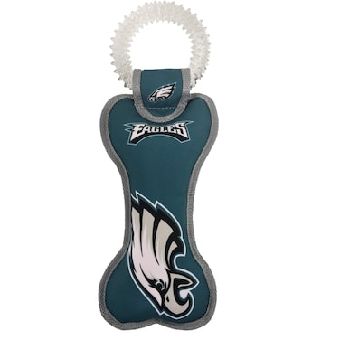 Pets First NFL Philadelphia Eagles Dental Dog TUG Toy with Squeaker. Tough PET Toy for Healthy Fun, Teething &amp; Cleaning Pet's Teeth &amp; Gum., Team Color, one Size (PHL-3310)
