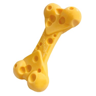 Nylabone Cheese Bone Power Chew Toy for Dogs, Cute Dog Toys for Aggressive Chewers, Cheese Flavor, Medium - Up to 35 lbs, 1 Count