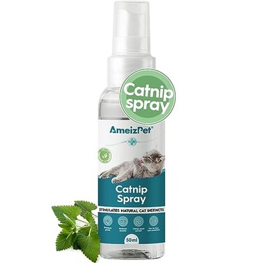 AmeizPet Catnip Spray for Cats, Cat Scratching Spray Mist, Transparent Cat &amp; Kitten Behaviour Spray 50 ml (1.69 Oz)