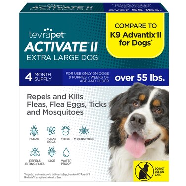 Activate II Flea and Tick Prevention for Dogs   4 Count   Extra Large Dogs 55+ lbs   Topical Drops   4 Months Flea Treatment