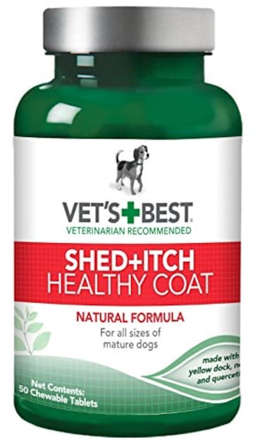 Vet's Best Healthy Coat Shed &amp; Itch Relief Dog Supplements   Relieve Dogs Skin Irritation and Shedding Due to Seasonal Allergies or Dermatitis   50 Chewable Tablets
