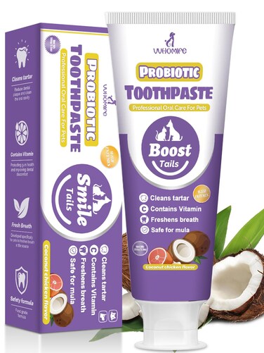 Food Grade Cat &amp; Dog Toothpaste-Enzyme and Probiotic Toothpaste, Enriched with VitaminB. Controls Plaque, Tartar and Bad Breath. Safe &amp; Fresh Toothpaste for Cat and Dog. 3.52oz-Coconut Chicken Flavor