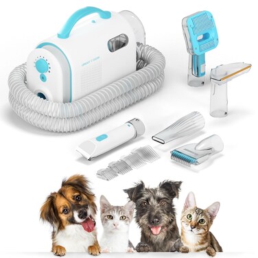Uproot Clean Pet Grooming Vacuum Kit 7 in 1 - Cat &amp; Dog Hair Vacuum Groomer with Brush, Detangle, Deshed, Trim, Clean, &amp; Dry Attachments - Complete Cat &amp; Dog Grooming Vacuum for Shedding Pets