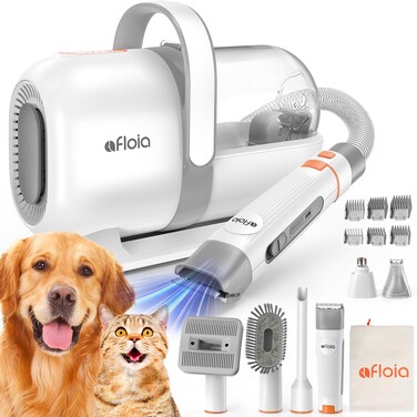 Afloia Dog Grooming Kit, Pet Grooming Vacuum &amp; Dog Clippers Nail Trimmer Grinder &amp; Dog Brush for Shedding with 6 Pet Grooming Tools, Low Noise Dog Hair Remover Pet Grooming Supplies for Dog Cat