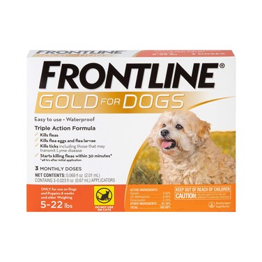 Frontline Gold Flea &amp; Tick Treatment for Small Dogs Up to 5 to 22 lbs. Pack of 3