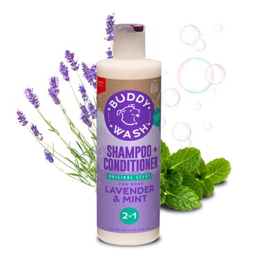 Buddy Wash 2-in-1 Dog Shampoo and Conditioner for Dog Grooming, Lavender &amp; Mint, 16 oz. Bottle