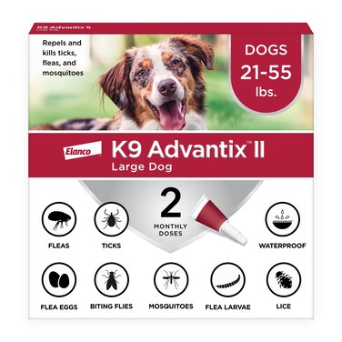 K9 Advantix II Large Dog Vet-Recommended Flea, Tick &amp; Mosquito Treatment &amp; Prevention   Dogs 21-55 lbs.   2-Mo Supply