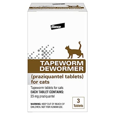 Elanco Tapeworm Dewormer (praziquantel tablets) for Cats and Kittens 6 Weeks and Older, 3-count