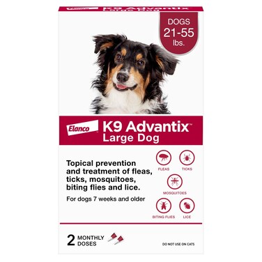 K9 Advantix Flea, Tick &amp; Mosquito Prevention for Dogs 21-55 lbs.   Flea Drops for Large Dogs   Apply Monthly   2 Treatments