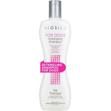 BioSilk for Dogs Silk Therapy Moisturizing Dog Detangling Shampoo - Dog Matted Hair Detangler Cleans, Moisturizes, and Detangles - Dematting Shampoo for Dogs, Grooming Supplies, 12 Fl Oz