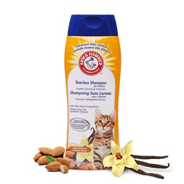 Arm &amp; Hammer Tearless Kitten Shampoo for CatsNatural Cat Shampoo for Odor Control with Baking Soda, 20 Fl Oz Gentle Cleansing Kitten Shampoo in Sweet Almond Scent (Pack of 1)
