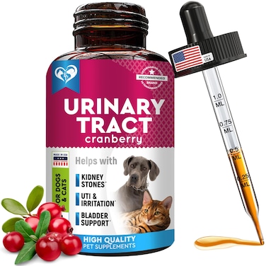 Cat &amp; Dog Urinary Tract Infection Treatment &amp; Natural UTI Medicine Cranberry-Kidney+Bladder Support Supplement - Best Prevention Incontinence, Bladder Stones - Pet Renal Health &amp; UTI Care Drops