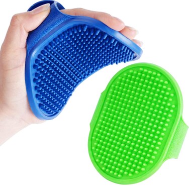 BRILLIRARE 2 Pack Dog Grooming Brush, Premium Soft Silicone Pet Bath Brushes with Adjustable Handle, Shampoo Soothing Comb for Wet Dry Long Short Haired Dogs &amp; Cats Massaging, Deshedding