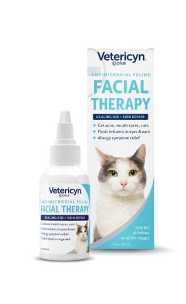 Vetericyn Plus Feline Facial Therapy   Healing Aid and Skin Repair for Different Cat First Aid Needs, Including Cat Acne, Cat Ear and Eye Problems. 2 Ounces