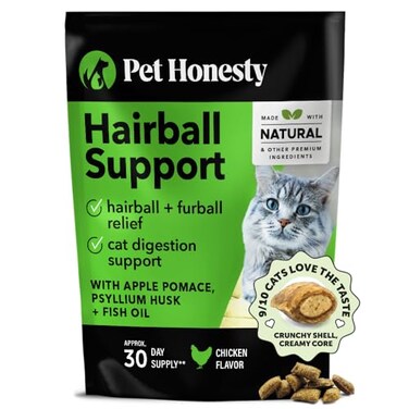 Pet Honesty Cat Hairball Support Chews, Hairball Remedy Cat Treats, Cat Furball Treatment, Supports Skin &amp; Coat, Digestion, Cat Vitamins &amp; Supplements &amp; Hairball Medicine, Chicken (30-Day Supply)