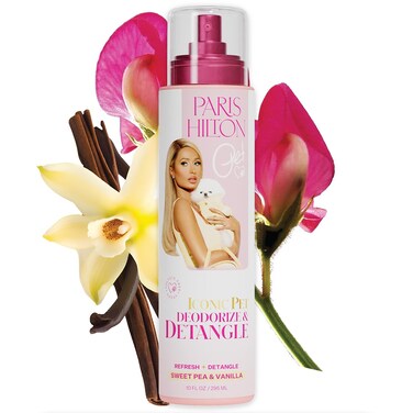 Paris Hilton Dog Deodorizer &amp; Detangler   Odor Neutralizing with Light Sweet Pea &amp; Vanilla Scent for Fresh Grooming &amp; Detangling - Sulfate-Free, Vegan, Hypoallergenic for All Pet Breeds 10oz/295ml