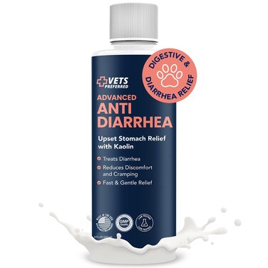 Vets Preferred Anti Diarrhea Liquid for Dogs - Dog Diarrhea Relief with Kaolin (8 oz.)   Once Every 12 Hours for Dog Diarrhea &amp; Dog Gas Relief