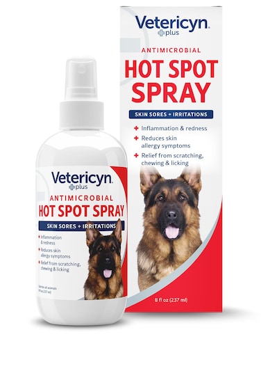 Vetericyn Plus Hot Spot Spray for Dogs Skin Sores and Irritations   Itch Relief for Dogs and Prevents Chewing and Licking at Skin, Safe for All Animals. 8 Ounces