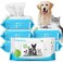 PrimePets Dog Grooming Wipes, 600 Count, 6x8 Inch Deodorizing Wipes for Dogs &amp; Cats, 100% Fragrance Free, Natural Pet Wipes for Cleaning Face Bum Eyes Ears Paws Teeth, Dog Wipes